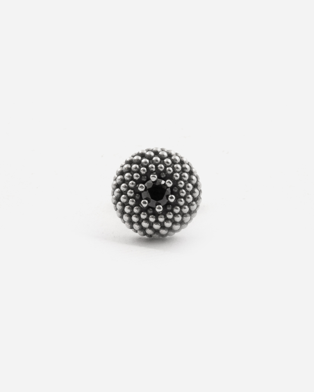 BOUCLE D’OREILLE RONDE COROLLA À PICOTS AVEC BRILLANT NOIR