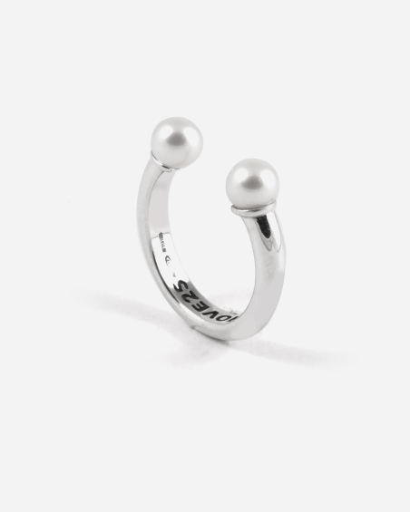 BAGUE PIERCING TWIN PEARLS EN ARGENT AVEC PERLES