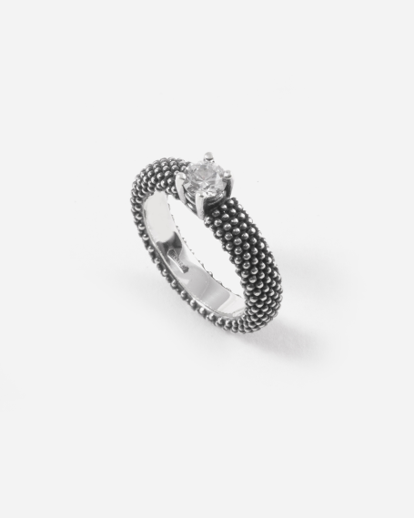 SOLITAIRE DOTTED RING WITH...