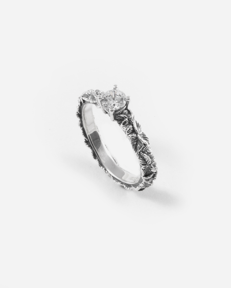 SOLITAIRE LEAVES FINE RING WITH WHITE BRILLIANT