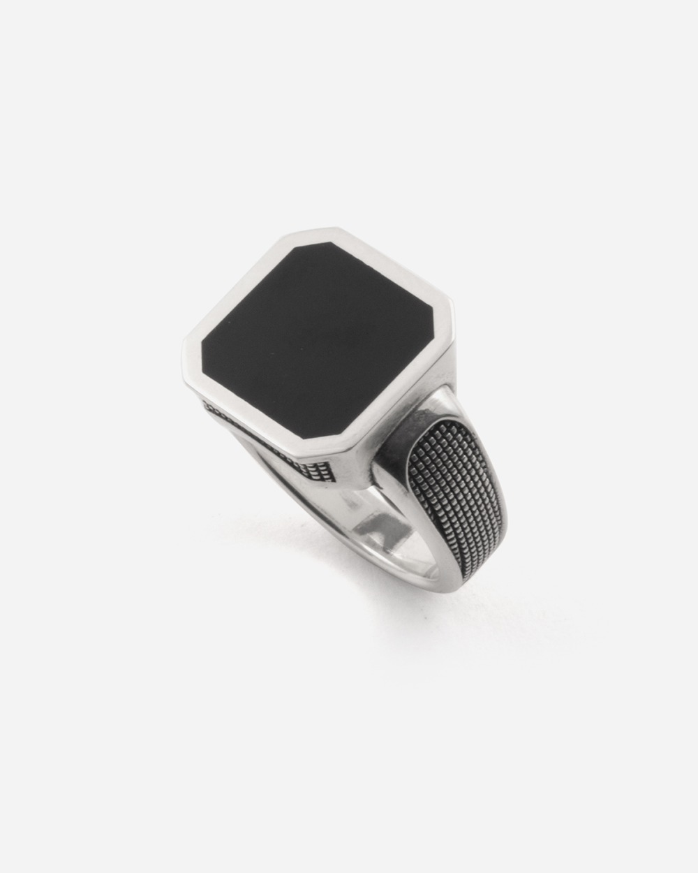 PARTICLE SQUARE SIGNET RING WITH...