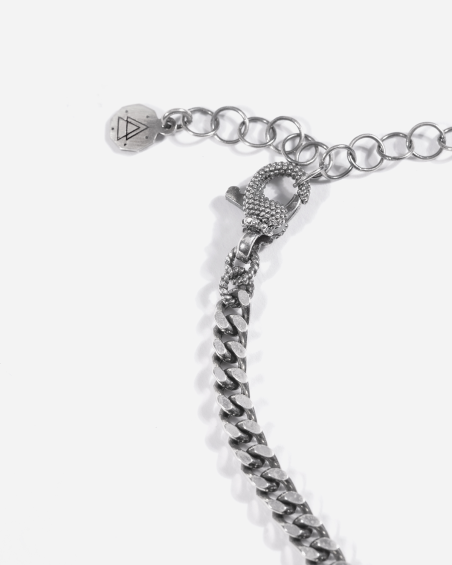 PARTHENOPE CURB CHAIN NECKLACE WITH PEARLS AND DOTTED SPHERES