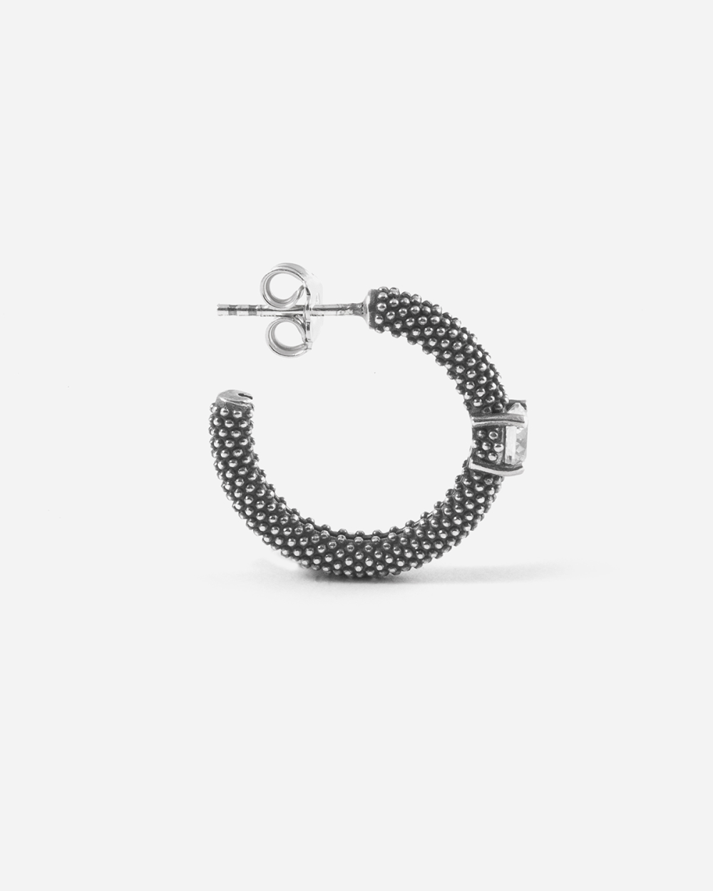 SOLITAIRE DOTTED HOOP EARRING WITH...