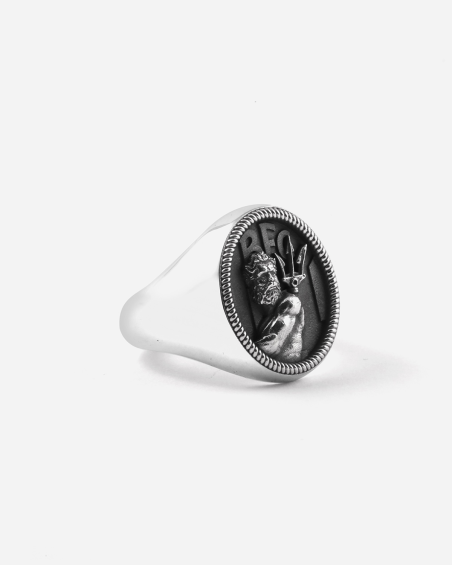 BOLOGNA FC NEPTUNE SILVER OVAL SIGNET RING