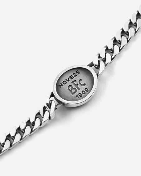 BOLOGNA FC NEPTUNE SILVER CURB CHAIN BRACELET