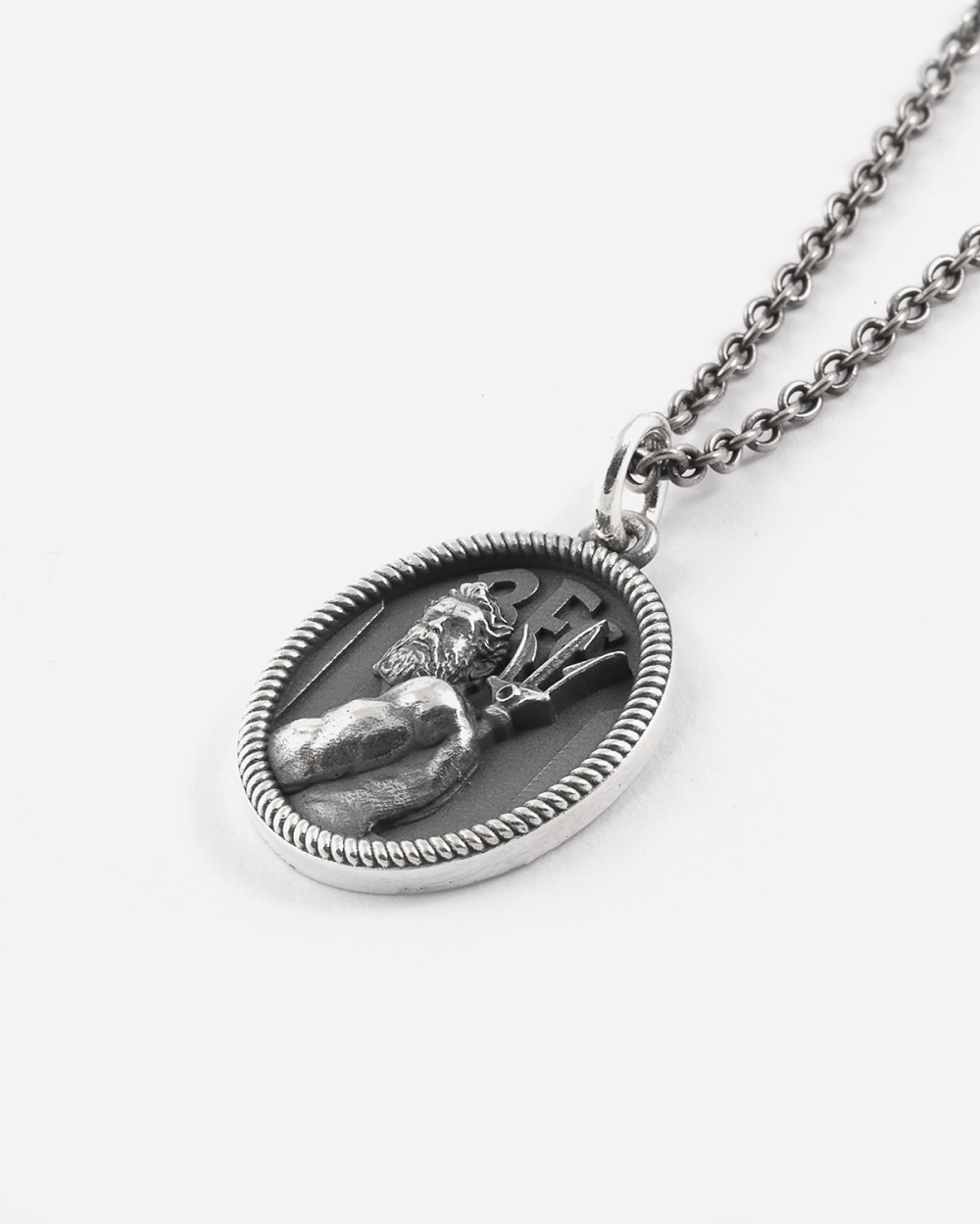 BOLOGNA FC NEPTUNE SILVER OVAL PENDANT