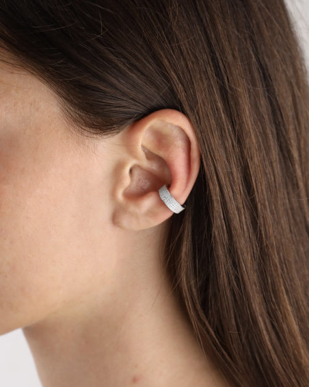 EARCUFF AVEC BOUTON PRESSION EN ARGENT AVEC BRILLANTS