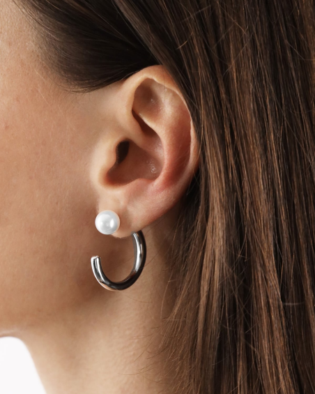 PIERCING HOOP EARRING WITH PEARL