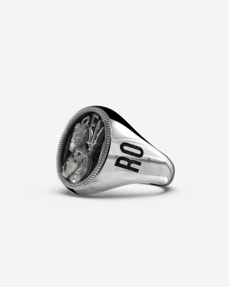 CUSTOMIZABLE BOLOGNA FC NEPTUNE SILVER OVAL SIGNET RING