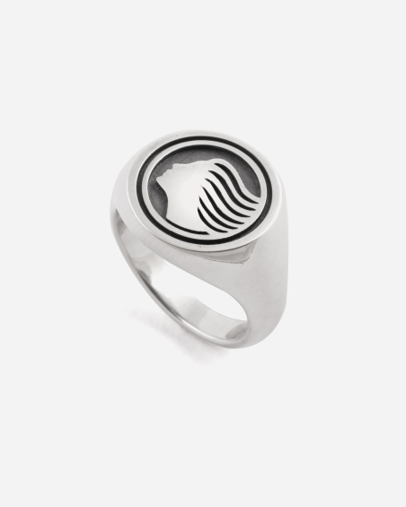 DEA ATALANTA SILVER ROUND SIGNET RING