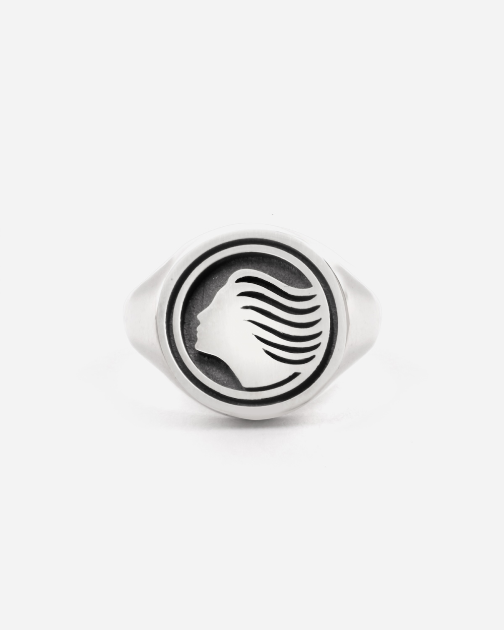 DEA ATALANTA SILVER ROUND SIGNET RING