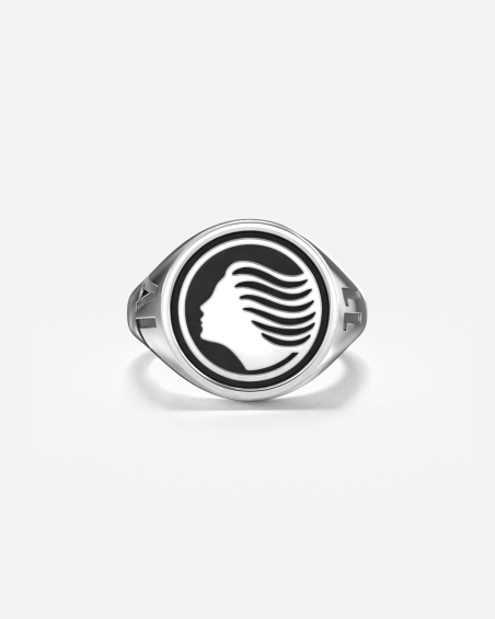 BAGUE CHEVALIÈRE RONDE DEA ATALANTA EN ARGENT PERSONNALISABLE