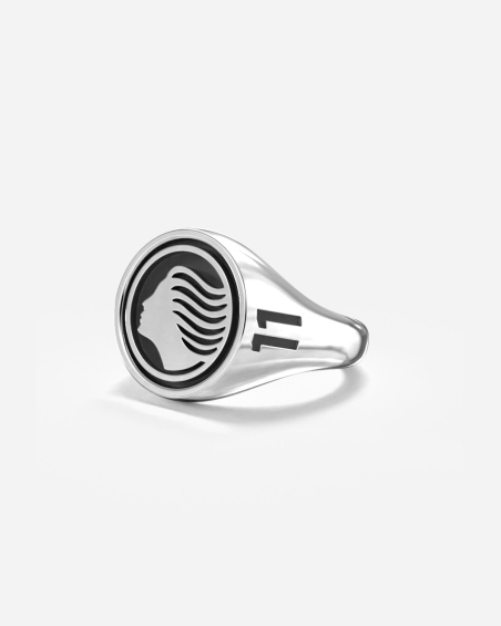 CUSTOMIZABLE DEA ATALANTA SILVER ROUND SIGNET RING