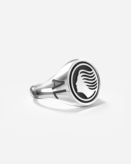 CUSTOMIZABLE DEA ATALANTA SILVER ROUND SIGNET RING