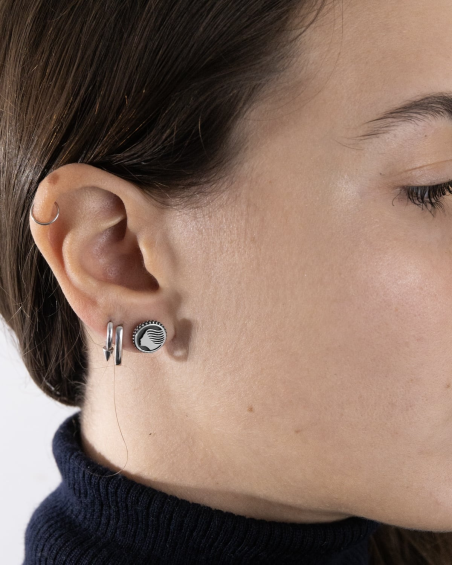 BOUCLE D'OREILLE LOBE AVEC DEA ATALANTA EN ARGENT