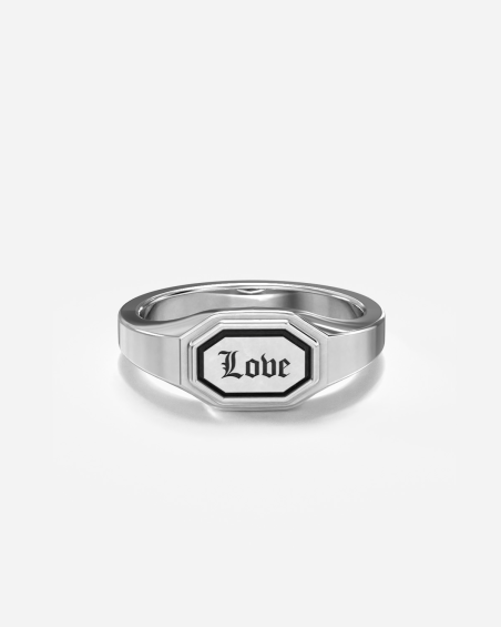 BAGUE CHEVALIÈRE OCTAGON HORIZONTALE BALANCE EN ARGENT PERSONNALISABLE