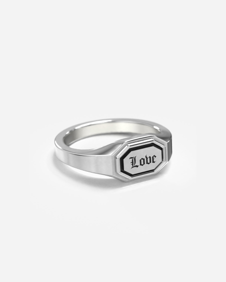 BAGUE CHEVALIÈRE OCTAGON HORIZONTALE BALANCE EN ARGENT PERSONNALISABLE