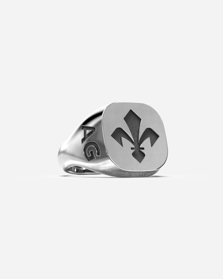 BAGUE CHEVALIÈRE CARRÉE GIGLIO FIORENTINA EN ARGENT PERSONNALISABLE