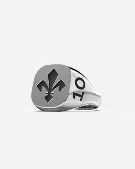 BAGUE CHEVALIÈRE CARRÉE GIGLIO FIORENTINA EN ARGENT PERSONNALISABLE