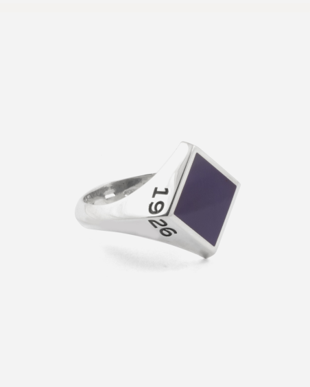 BAGUE CHEVALIÈRE LOSANGE EN ARGENT AVEC ÉMAIL VIOLET FIORENTINA