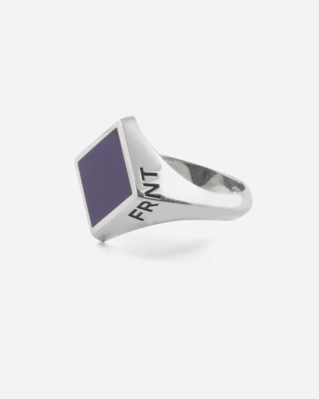 BAGUE CHEVALIÈRE LOSANGE EN ARGENT AVEC ÉMAIL VIOLET FIORENTINA