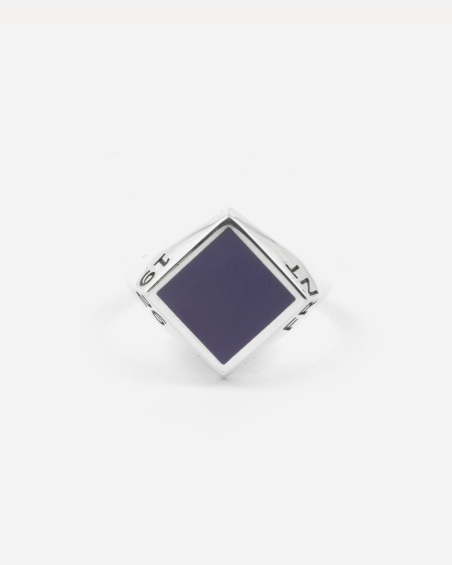 BAGUE CHEVALIÈRE LOSANGE EN ARGENT AVEC ÉMAIL VIOLET FIORENTINA