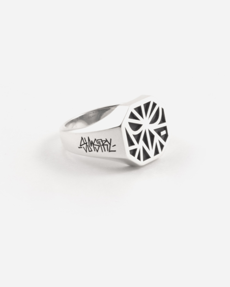 ANELLO CHEVALIER OTTAGONO EYES SOLOMOSTRY IN ARGENTO