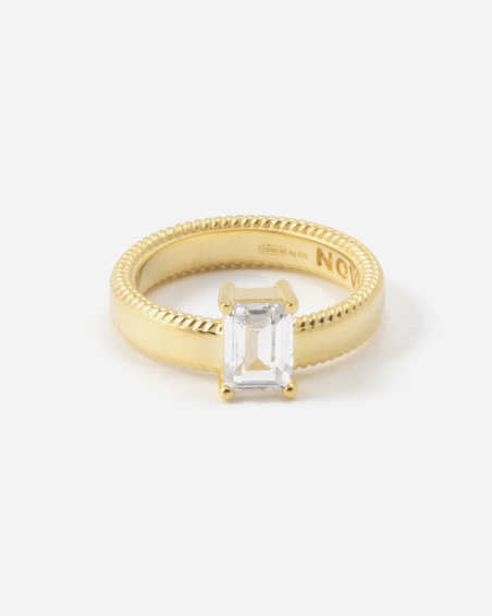 GOLD PLATED THICK MIRROR RING WITH BRILLIANTS