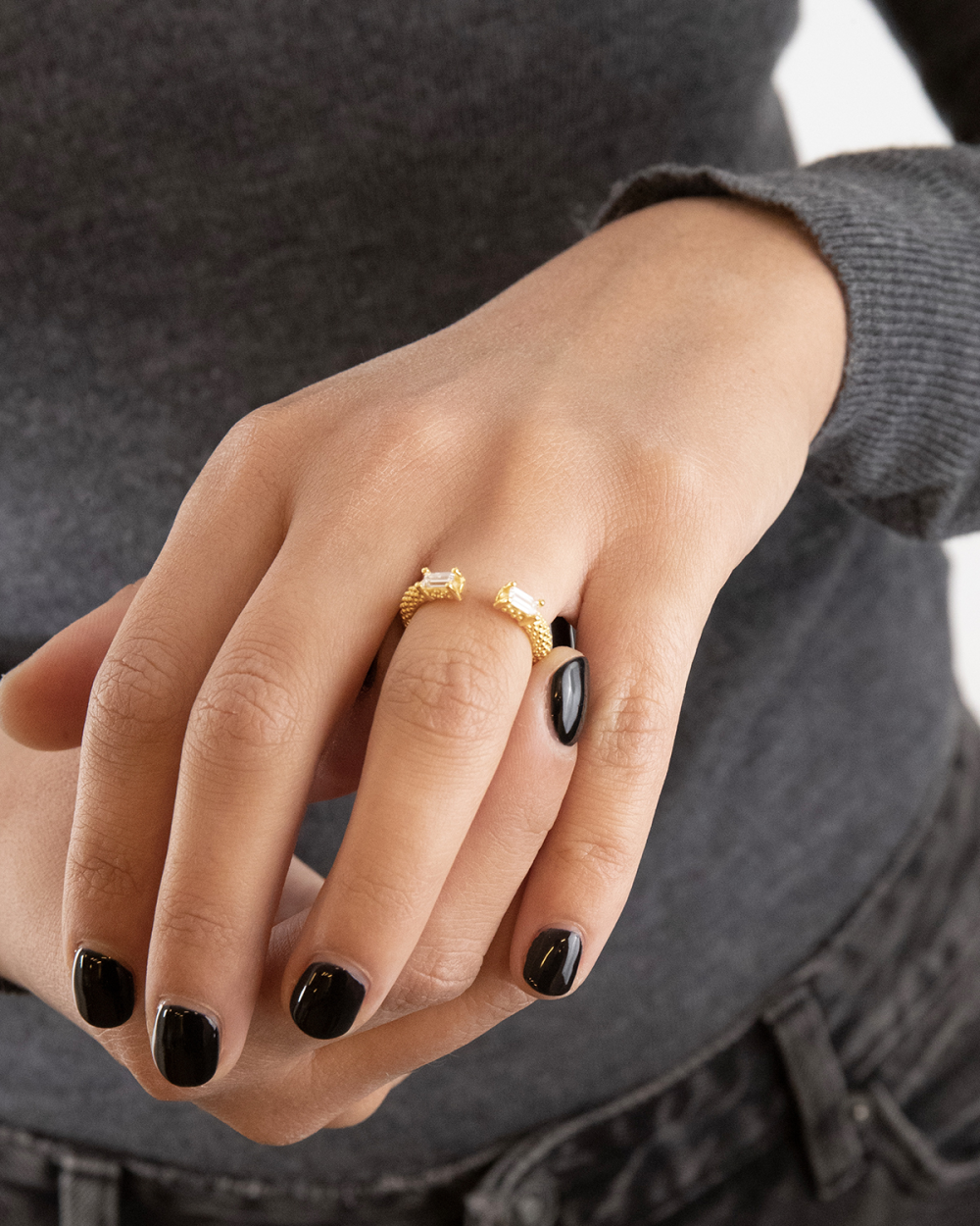 GOLD PLATED DOUBLE MIRROR RING WITH...