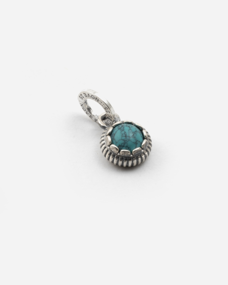 MINI CHARM PENDANT TEXTURE NATIVE EN ARGENT AVEC PIERRE TURQUOISE