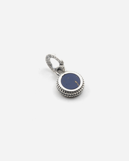 MINI CHARM PENDANT TEXTURE CORDE EN ARGENT AVEC PIERRE LAPIS