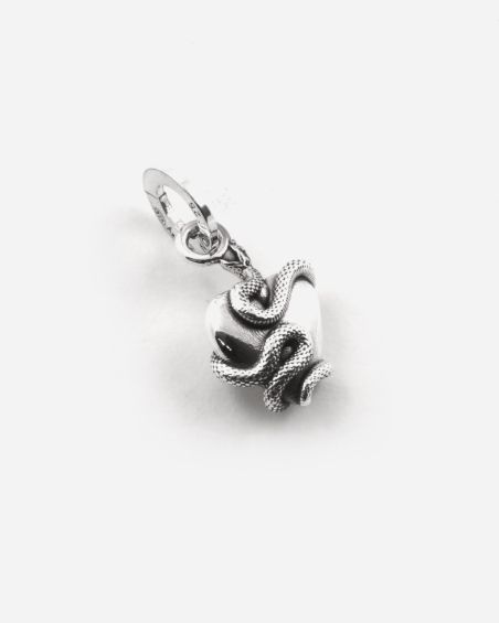 MINI CHARM COLGANTE CORAZÓN CON SERPIENTE DE PLATA