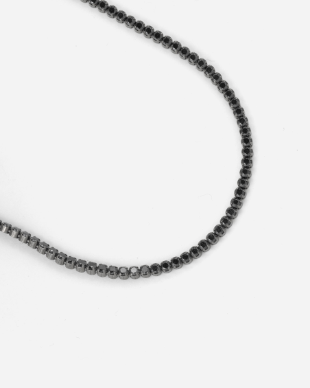 COLLIER TENNIS EN ARGENT AVEC BRILLANTS NOIRS