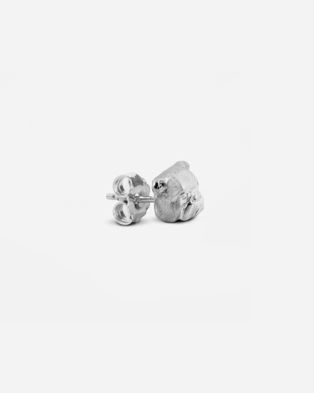 ENGLISH BULLDOG SINGLE EARRING / POLISHED SILVER