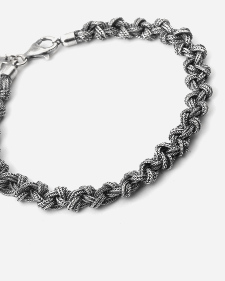 BRACELET TRESSAGE PETITS NŒUDS EN ARGENT