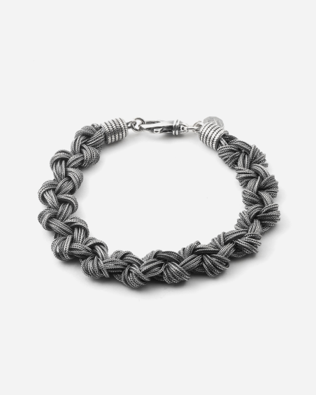 PULSERA TRENZADA NUDOS GRANDES DE PLATA