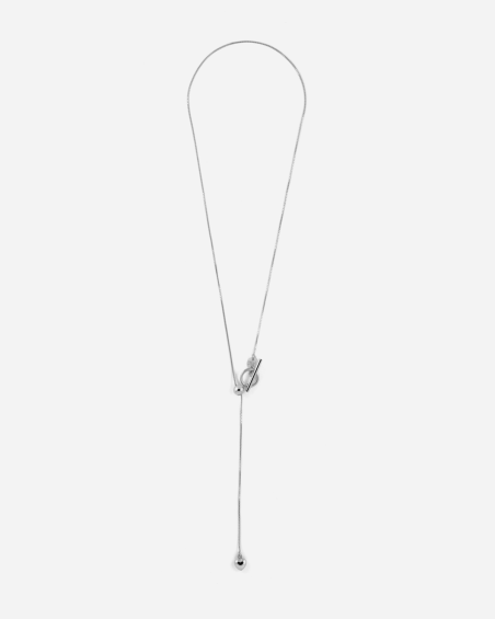 COLLIER CRAVATE AVEC T-BAR SILVER HEART BAR EN ARGENT