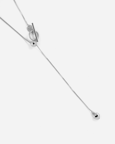 COLLANA CRAVATTINO CON T-BAR SILVER HEART BAR IN ARGENTO