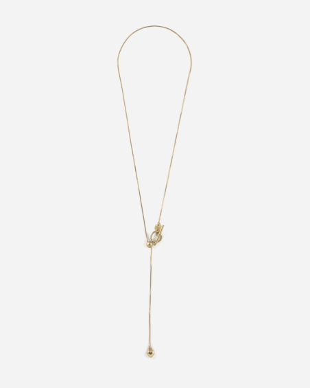 GOLDEN HEART BAR BOW TIE NECKLACE WITH T-BAR