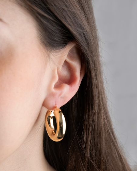 7 MM GOLD PLATED ROUNDED HOOP EARRING