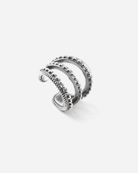 EAR CUFF TRIPLE TIE PUNTINATO IN ARGENTO