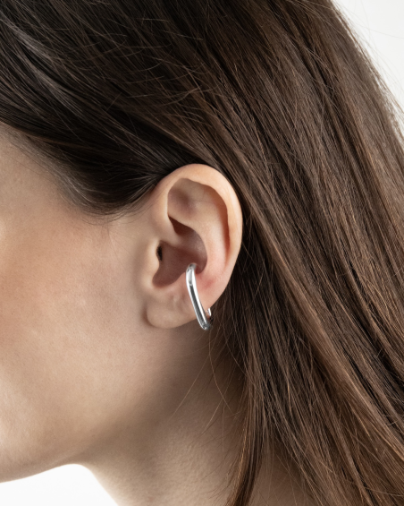 SILVER OVAL EARCUFF