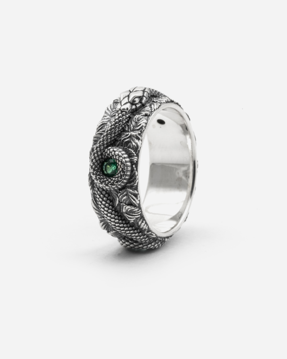 BAGUE LARGE SERPENT EN ARGENT AVEC...