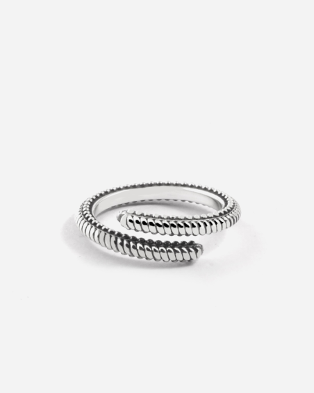 BAGUE ALLIANCE CONTRARIÉ ROPE SPIRAL EN ARGENT
