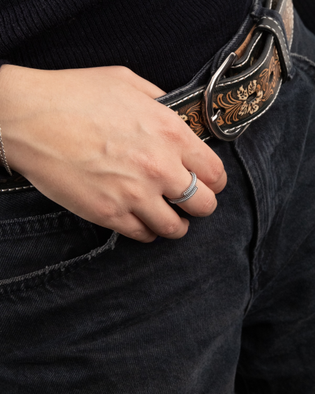 BAGUE ALLIANCE CONTRARIÉ ROPE SPIRAL EN ARGENT