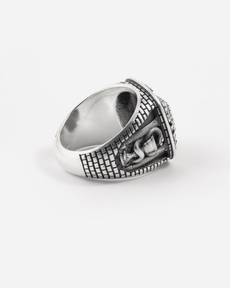 GEDENKRING FREIMAURER AD ASTRA MIT SCHWARZEN STEIN