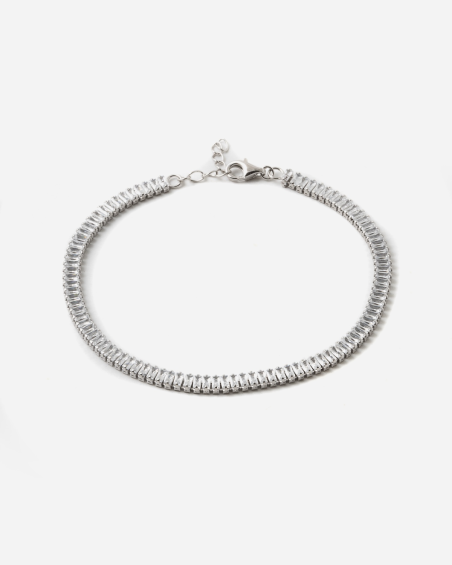 PULSERA TENNIS SPRING DROPS SLIM DE PLATA CON PIEDRAS BLANCAS