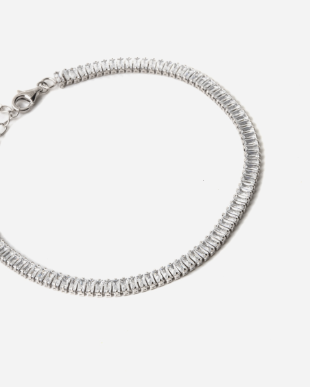 PULSERA TENNIS SPRING DROPS SLIM DE PLATA CON PIEDRAS BLANCAS