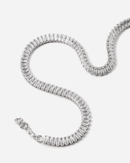 PULSERA TENNIS SPRING DROPS SLIM DE PLATA CON PIEDRAS BLANCAS