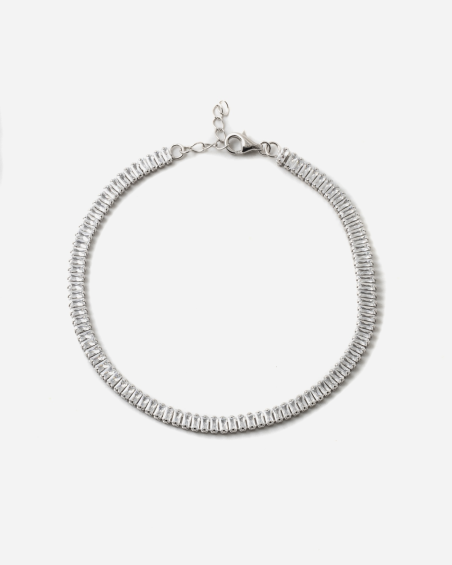 PULSERA TENNIS SPRING DROPS SLIM DE PLATA CON PIEDRAS BLANCAS